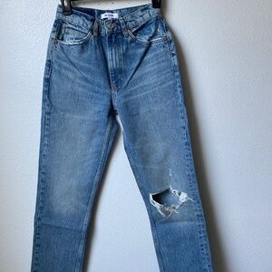 RE/DONE 70s distressed high-rise straight-leg jeans